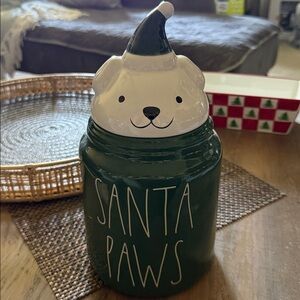 Rae Dunn Santa Paws treat canister